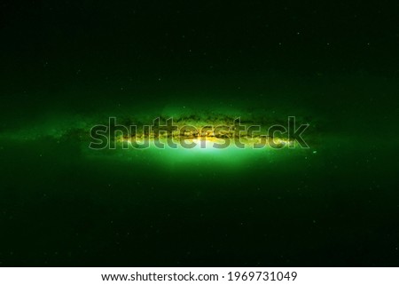 Beautiful green galaxy with stars. Elements of this image were furnished by NASA. High quality photo