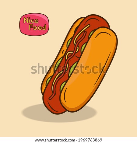  cute hotdog  handrawing and simple concept 