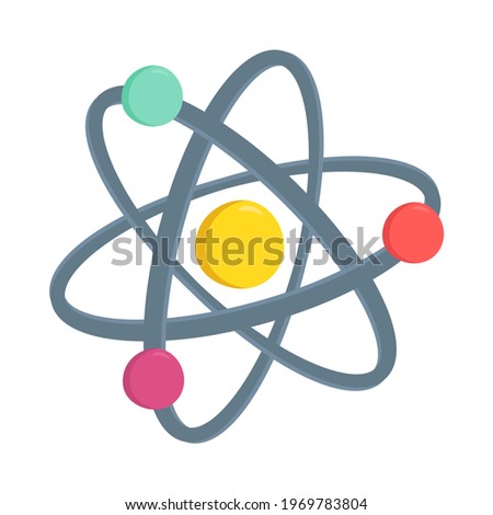 Atom Sign Emoji Icon Illustration. Molecule Energy Vector Symbol Emoticon Design Clip Art Sign Comic Style.