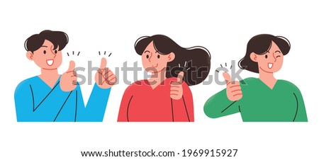 A young man and woman with thumbs up. Business person upper body illustration. Royalty-Free Stock Photo #1969915927