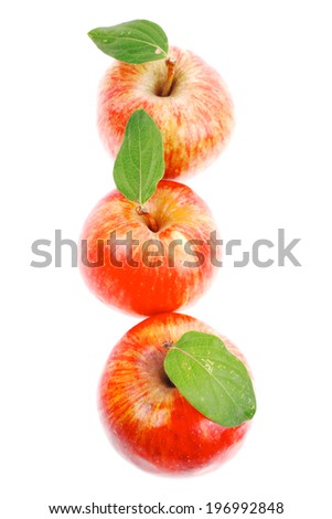 two red fresh ripe apple isolated over white background