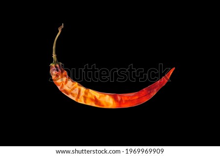 This image show a orange hot chili photographed on black background for easy cut out.