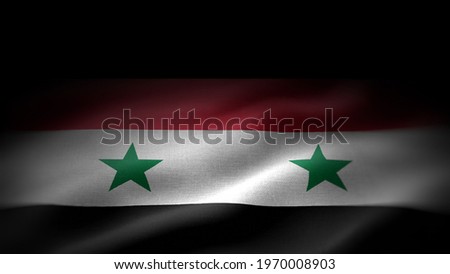 close up waving flag of Syria. flag symbols of Syria. Syria flag frame with empty space for your text. 