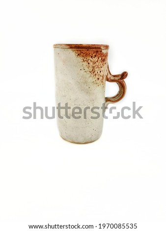 Vintage ceramic grey and bright brown cup pottery for collectibles and home decoration