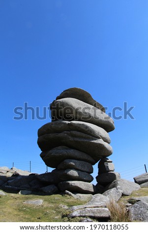 Cheesewring, Minions Cornwall against blue sky