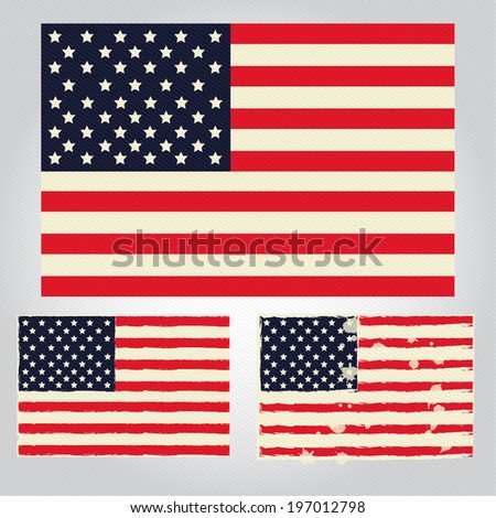 United States Flag Template With 3 Styles of Flags