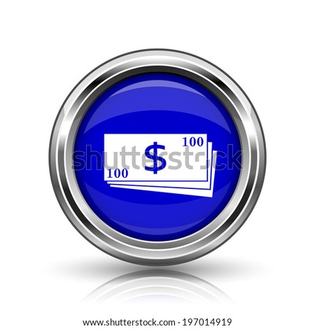 Money icon. Shiny glossy internet button on white background. 