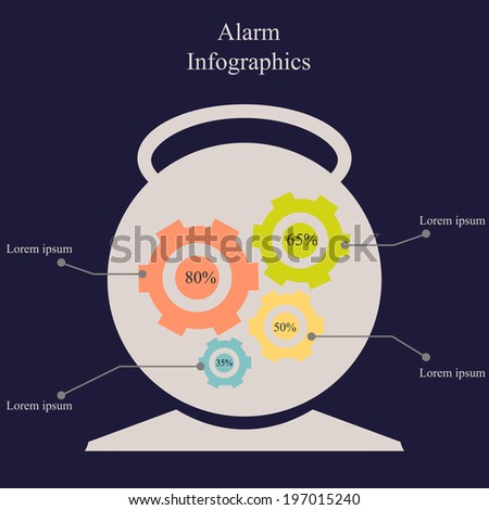 Vector illustration of infographic elements in form of alarm