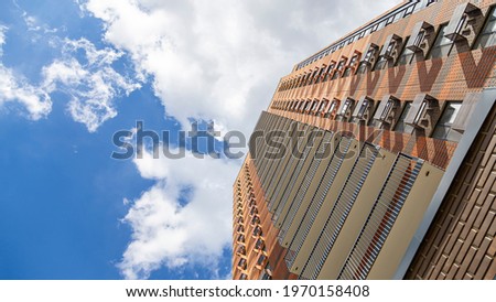 multi-storey building (new residential complex) against the background of the sky with clouds, Moscow, Russia  