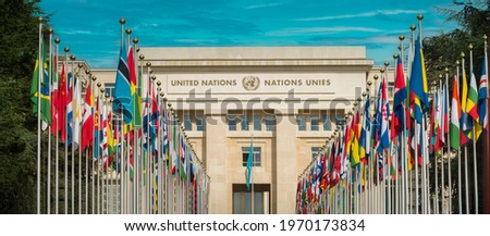 United Nations Building in Geneva Switzerland Royalty-Free Stock Photo #1970173834