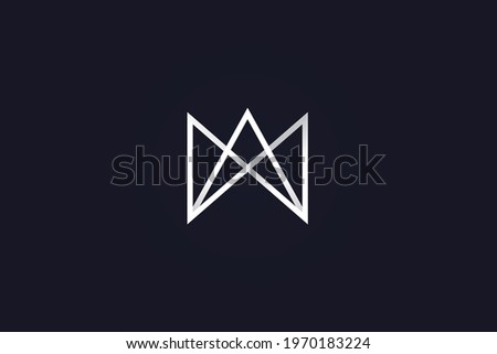 Abstract Initial Letter M or MW Logo with Crown Concept. Letter MW Logo Design Template. Usable for Business and Technology Logos