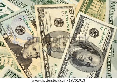 Close-up of USA currency.