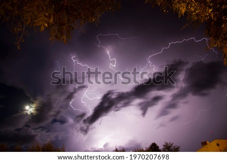 Stormy night sky and thunderbolts