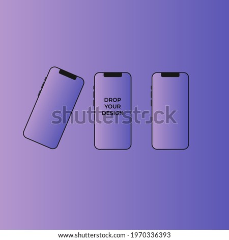 vector illustration smartphone device isolated on purple background. mock up smartphone. Iphone device.