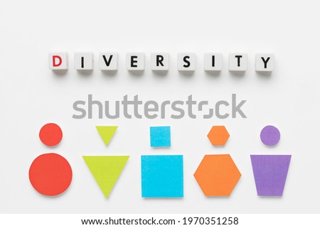 Flat lay colorful geometrical shapes arrangement Royalty-Free Stock Photo #1970351258