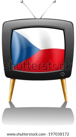 Illustration of the flag of Czech Republic inside the television on a white background