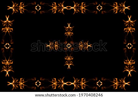 Luxury fire spark frame on black background with free space