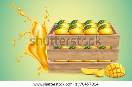 Mangoes in Box, Vector, Food, King of Fruits Royalty-Free Stock Photo #1970457014