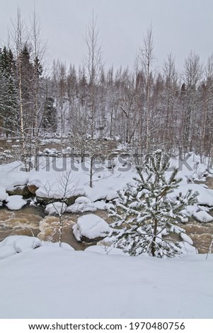 Flowing river in the winter