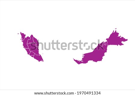 Malaysia Map pink Color on White Backgound