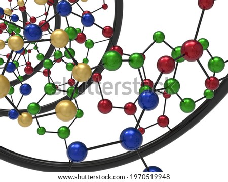3D rendering - multi color molecules chemical structure