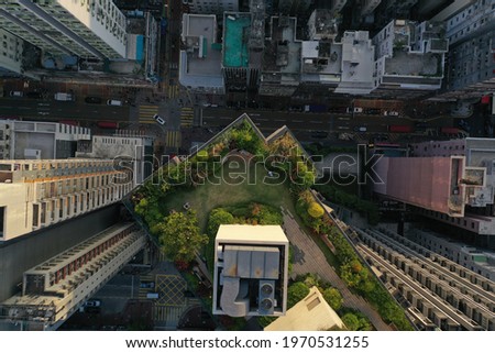 Hong Kong Mongkok cityscape drone 