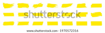 Highlight marker lines. Marker yellow strokes. Hand drawn marker strokes. Text marker stripes. Text highlights and underlining. Brush lines. Royalty-Free Stock Photo #1970572316