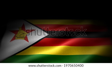 close up waving flag of Zimbabwe. flag symbols of Zimbabwe. Zimbabwe flag frame with empty space for your text. 
