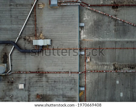 Factory roof and detail from a drone view 
