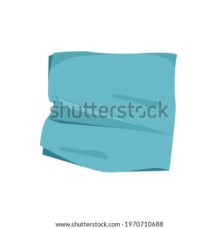 Closeup blue duster microfiber cloth for cleaning isolated on white background . Top view. Flat lay. Icon vector illustration.