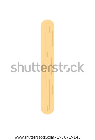 Popsicle stick for ice cream or medical tongue depressor icon isolated on white. Stick for medical throat examination, holding ice cream and lollipop. Flat cartoon vector spoon clip art illustration