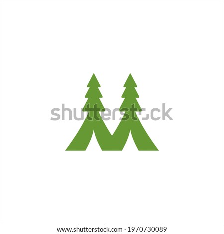 letter M pine logo design vector sign