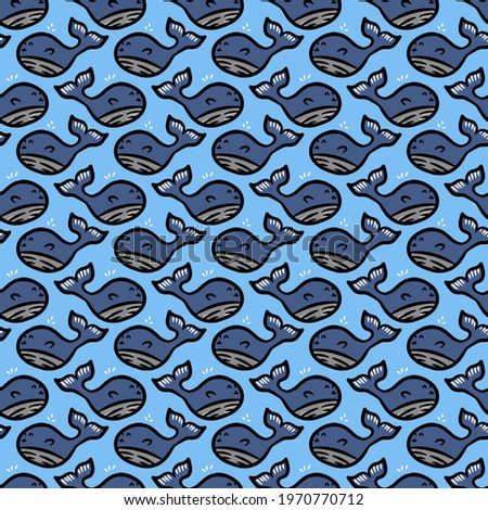 seamless pattern background of whale cartoon
