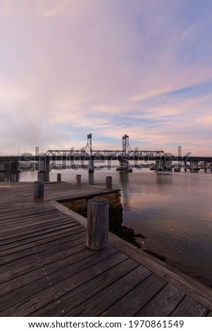 Ryde wharf and bridge in the morning.