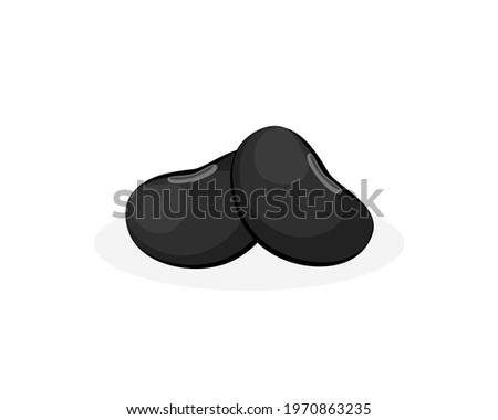 Closeup two black beans (Urad dal, black gram, vigna mungo) isolated on white background . Icon vector illustration.  Royalty-Free Stock Photo #1970863235