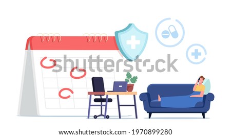 Sick Leave Concept, Diseased Male Character Call at Work Getting Workplace Guarantees and Perks. Financing Employee Disease Treatment. Health Accident Insurance. Cartoon People Vector Illustration Royalty-Free Stock Photo #1970899280