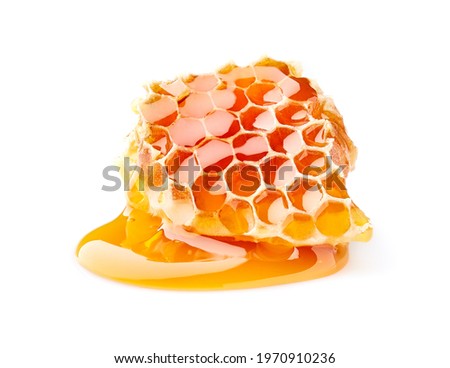 Honeycomb in closeup on white background Royalty-Free Stock Photo #1970910236