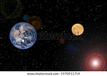 Earth and moon. Science theme. Outer space. The elements of this image furnished by NASA.
