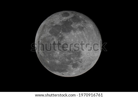 Full moon on night sky background, beautiful moon planet on space, close up view photo