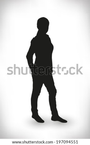 silhouette of a girl teenager, relaxed, vector
