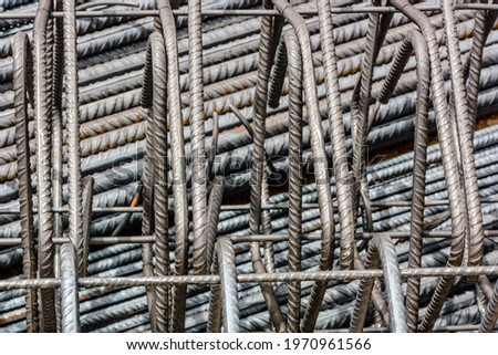 Metal grids used in the construction of a house