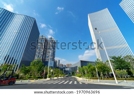 Modern skyscrapers in the business district, Xiamen, China.