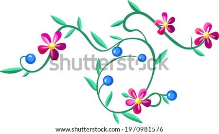 Floral Illustration of Flowers and Berries.	