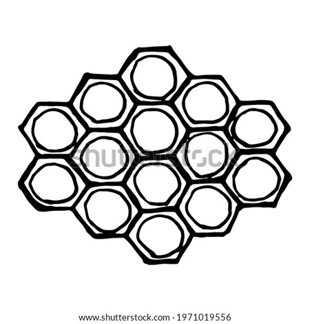 Honeycomb drawn black outline vector clip art