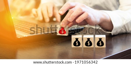 Concept of businessman choosing legitimate money making. Man search concept to work from home Royalty-Free Stock Photo #1971056342