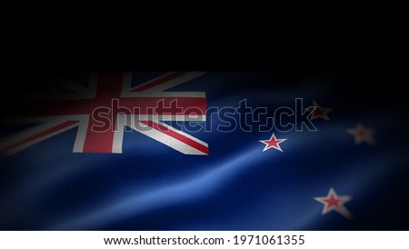 close up waving flag of New Zealand. flag symbols of New Zealand. New Zealand flag frame with empty space for your text. 