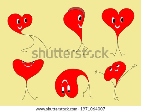 Vibrant red heart character. Vector illustration. 