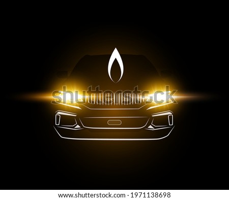 Diwali auto mobile concept, car headlight creating diya shape  Royalty-Free Stock Photo #1971138698