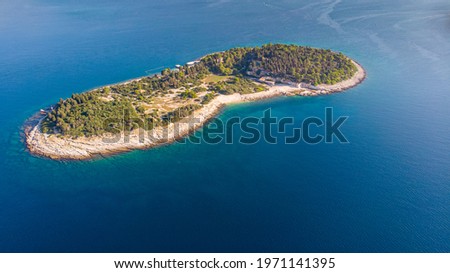 Aerial shot of Sveti Jerolim Island, Croatia