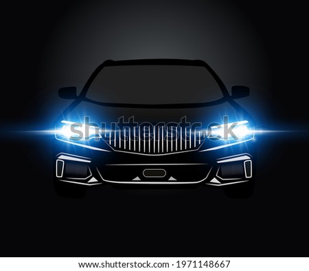 Car modern headlights vector on dark back ground Royalty-Free Stock Photo #1971148667